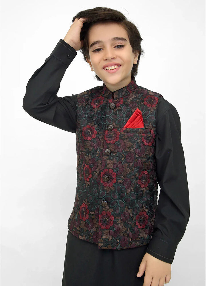 Stylish Garments Kids 3 Piece Shalwar Kameez WaistCoat Suit K-3227