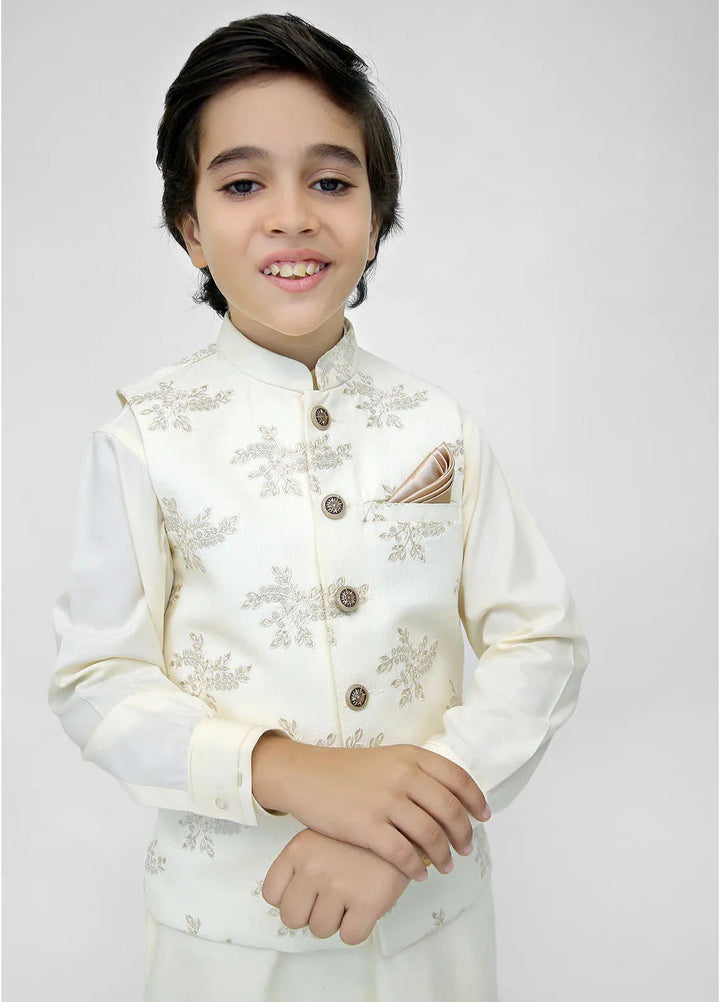 Stylish Garments Kids 3 Piece Shalwar Kameez WaistCoat Suit K-3235