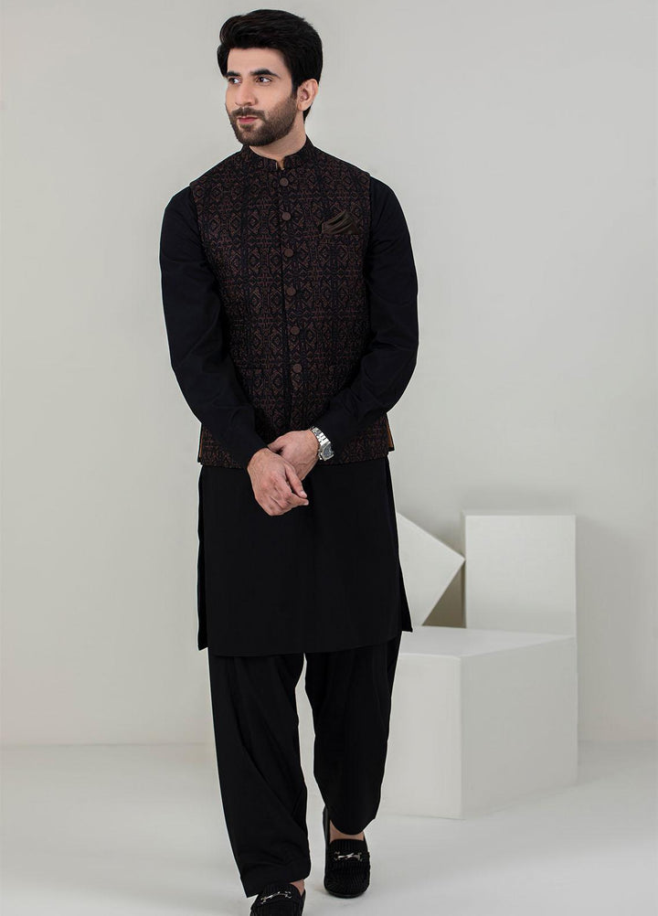 Stylish Missouri Formal Men Waist Coat - W-1698 Black Brown