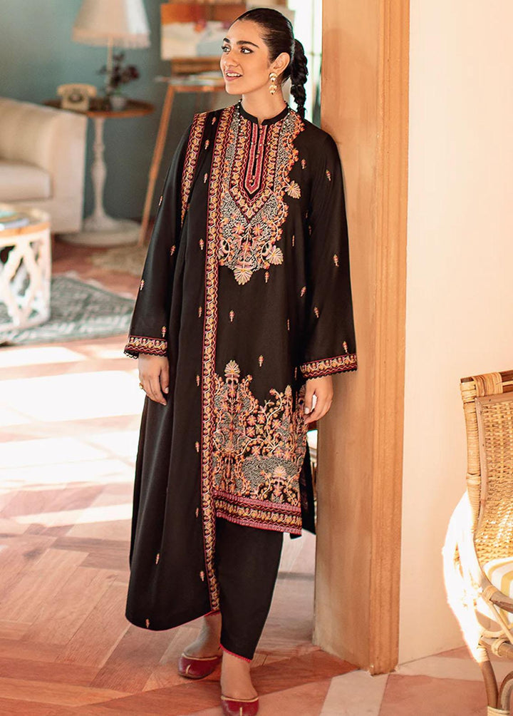 Sukoon By Cross Stitch Embroidered Cotton Satin Suits Unstitched 3 Piece CS22CS BLACK GARLAND - Winter Collection