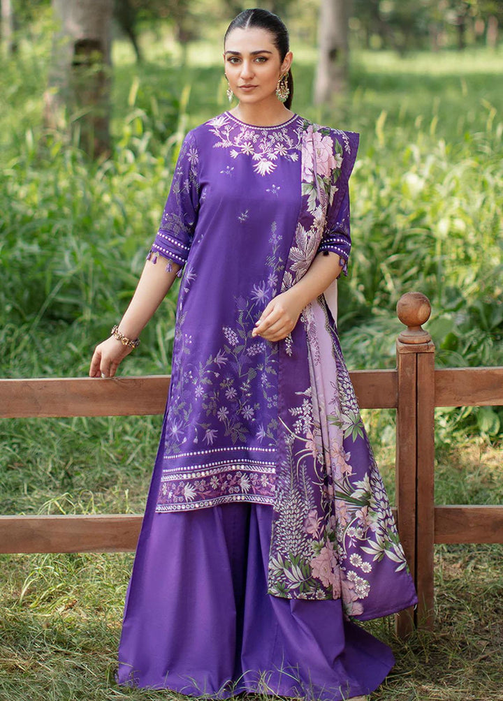 Sukoon By Cross Stitch Embroidered Cotton Satin Suits Unstitched 3 Piece CS22CS LAVENDER THISTLE - Winter Collection
