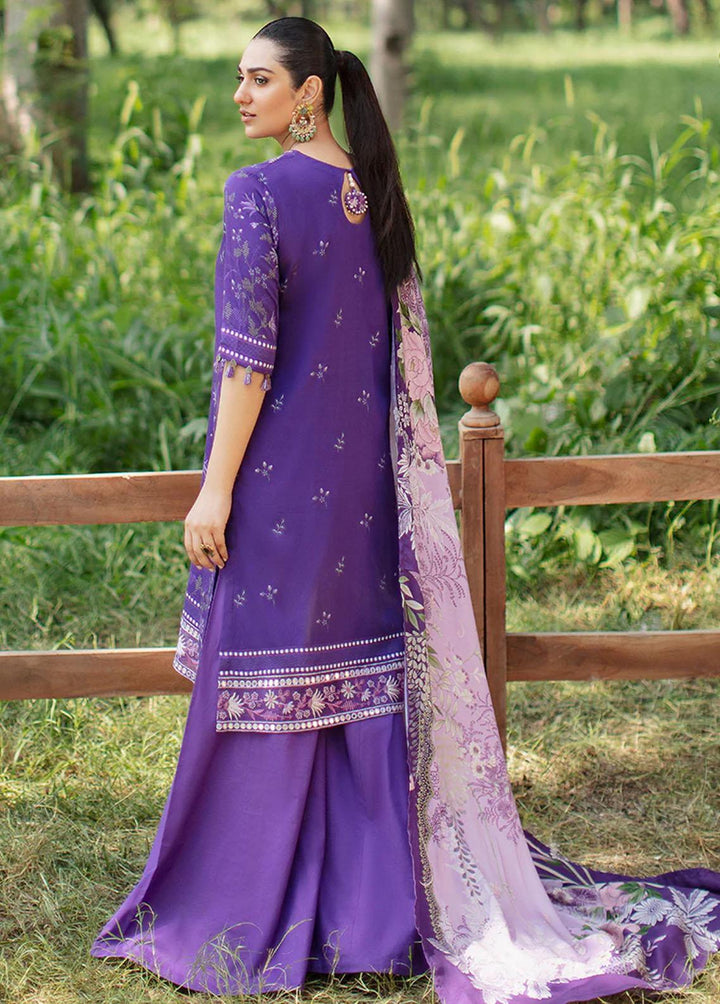 Sukoon By Cross Stitch Embroidered Cotton Satin Suits Unstitched 3 Piece CS22CS LAVENDER THISTLE - Winter Collection