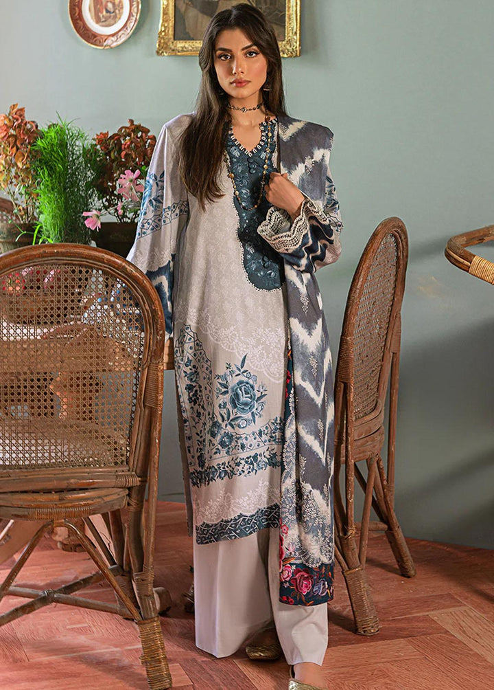 Sukoon By Cross Stitch Embroidered Cotton Satin Suits Unstitched 3 Piece CS22CS SILVER FROST - Winter Collection