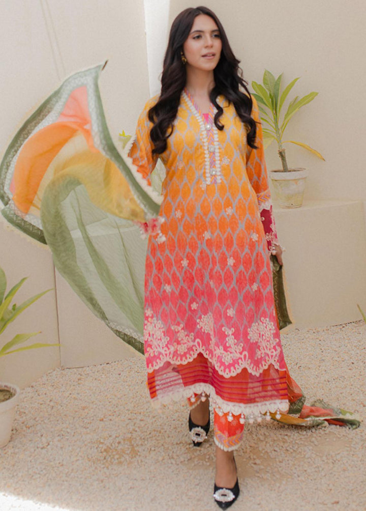 Sunshine Bloom By Al Zohaib Embroidered Cambric Suits Unstitched 3 Piece AZ23PK 08 - Winter Collection