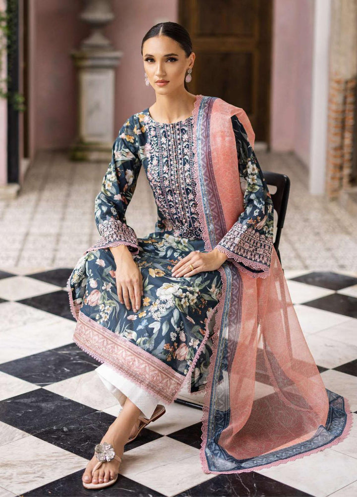 Tahra By Zainab Chottani Embroidered Lawn Suits Unstitched 3 Piece TZC23L Jade Charm 1B - Summer Collection