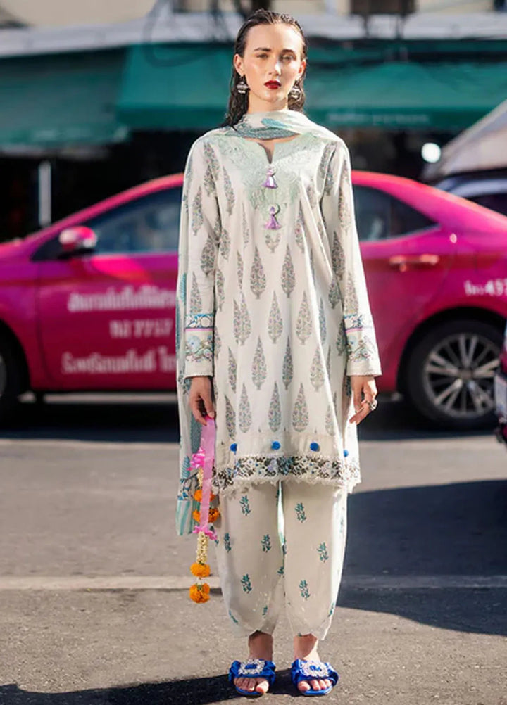 Taneez By Roheenaz Embroidered Lawn Suit Unstitched 3 Piece ENZ24T RNB-01B Darya - Summer Collection