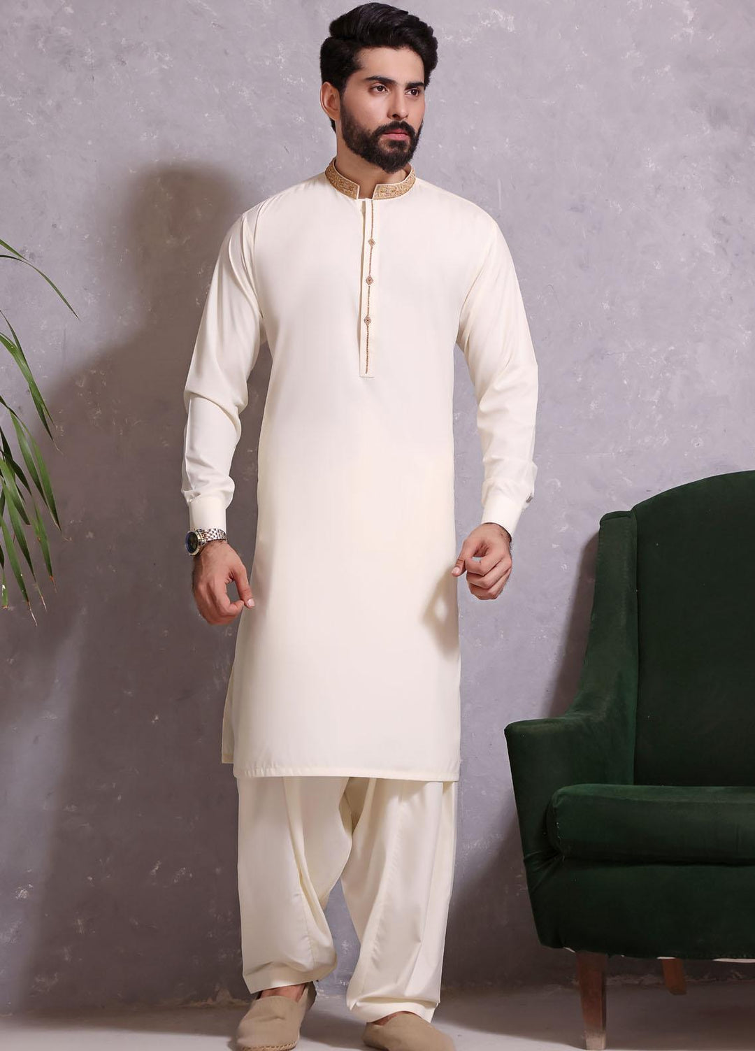 The Great Master (TGM) Wash N Wear Formal Men Kameez Shalwar -  TGM22MNF Cream Puff
