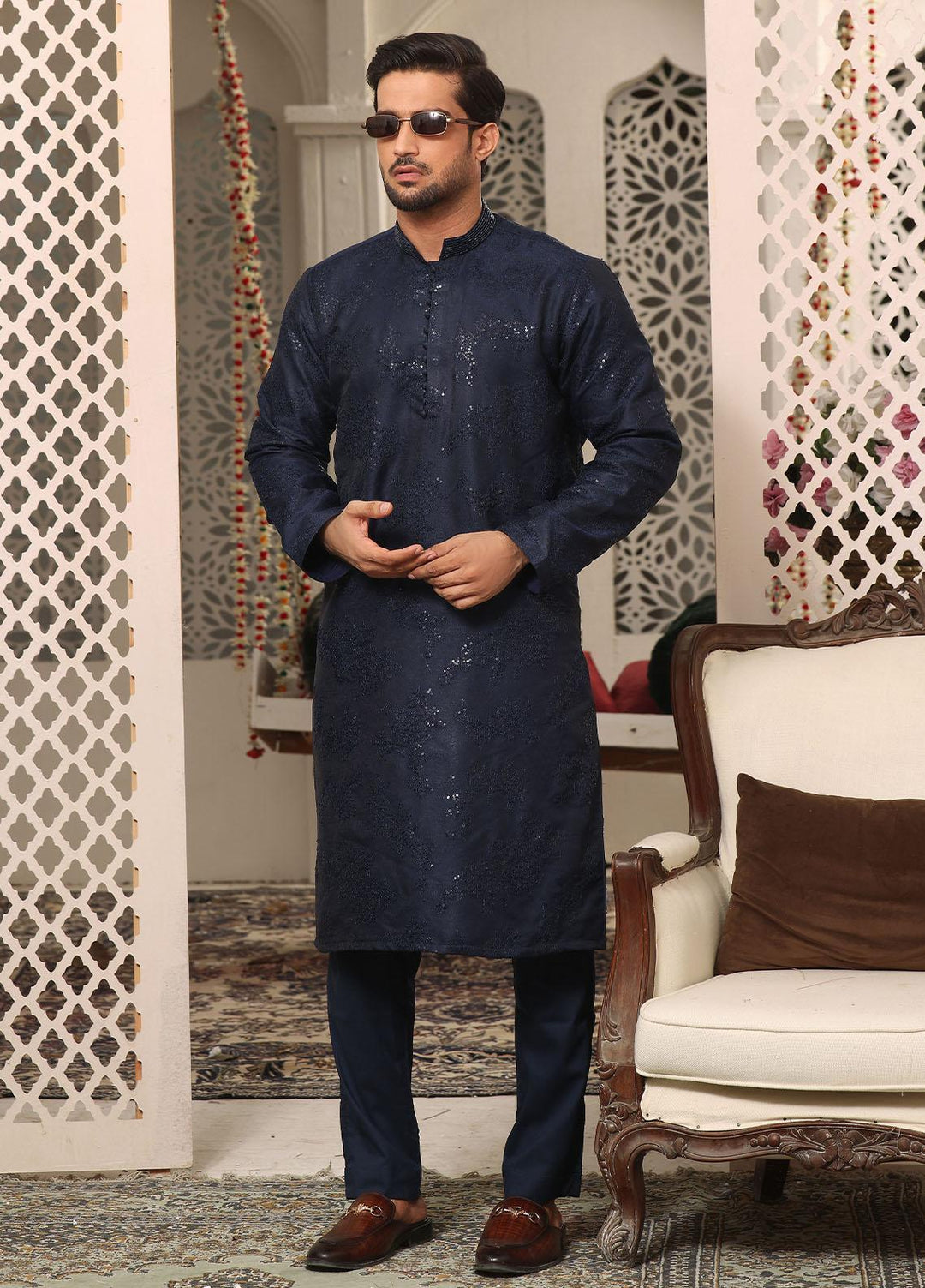 The Great Master (TGM) Jamawar Formal Men Kameez Shalwar -  MAJESTIC MIDNIGHT