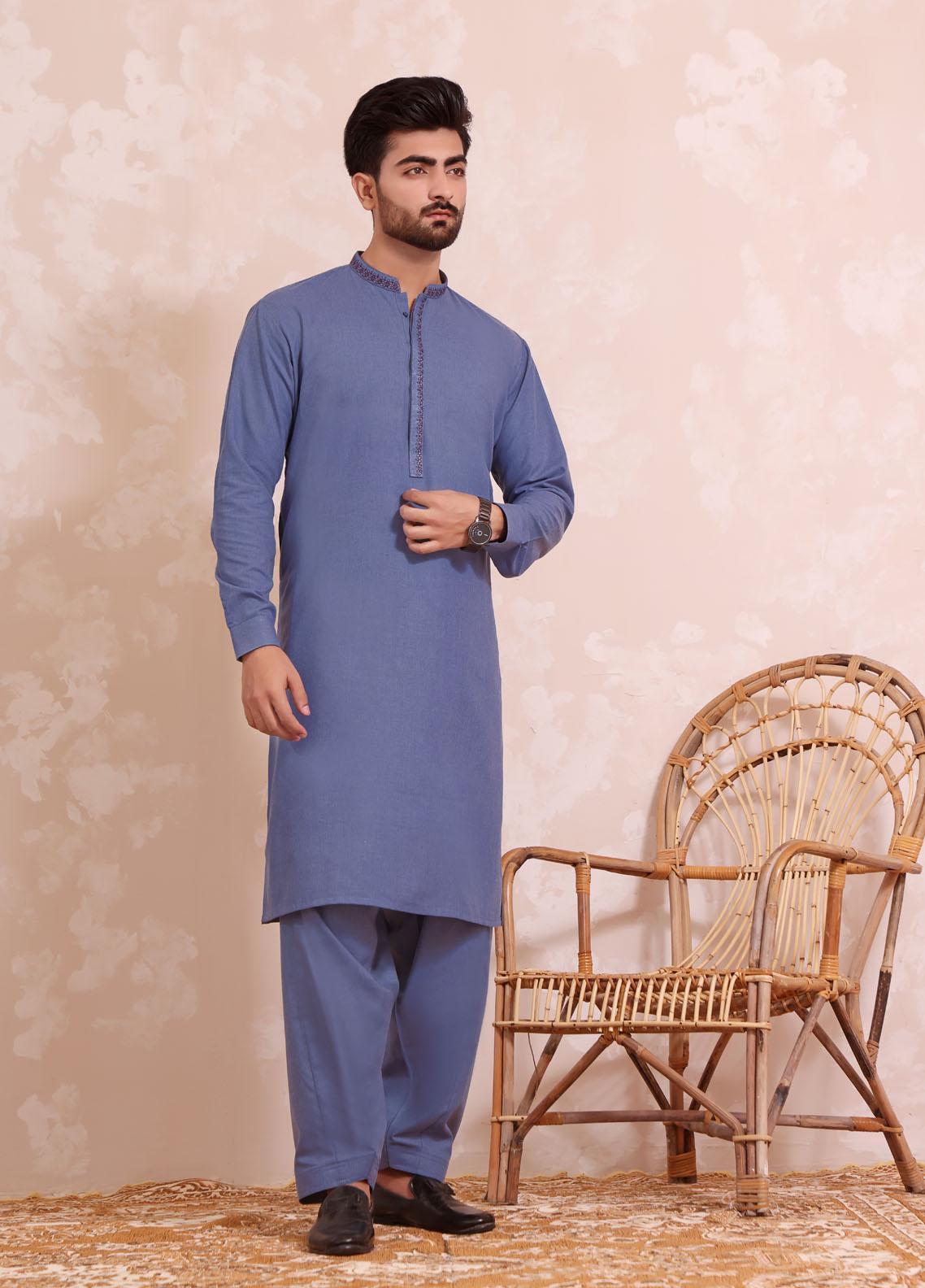 The Great Master (TGM) Wash N Wear Formal Men Kameez Shalwar with Waistcoat -  TGM22MS Iceberg