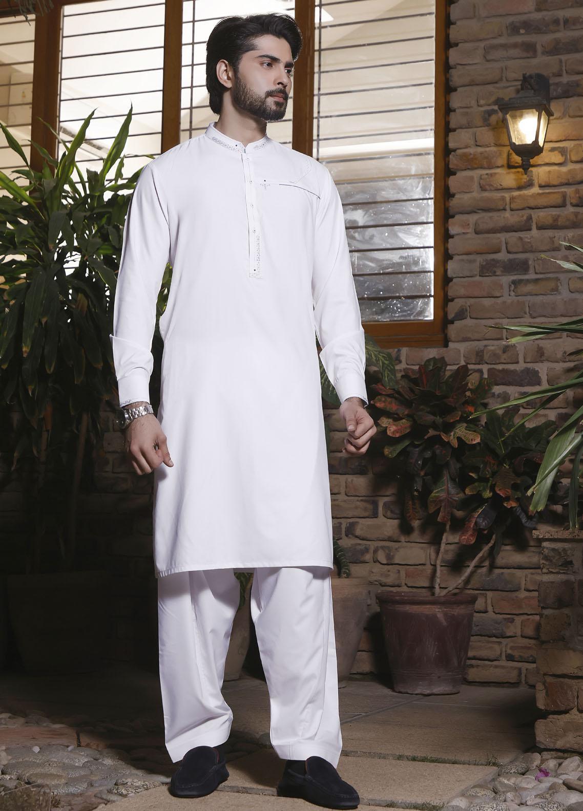 The Great Master (TGM) Wash N Wear Festive Waistcoat 3 Piece Suit for Men -  Moon White