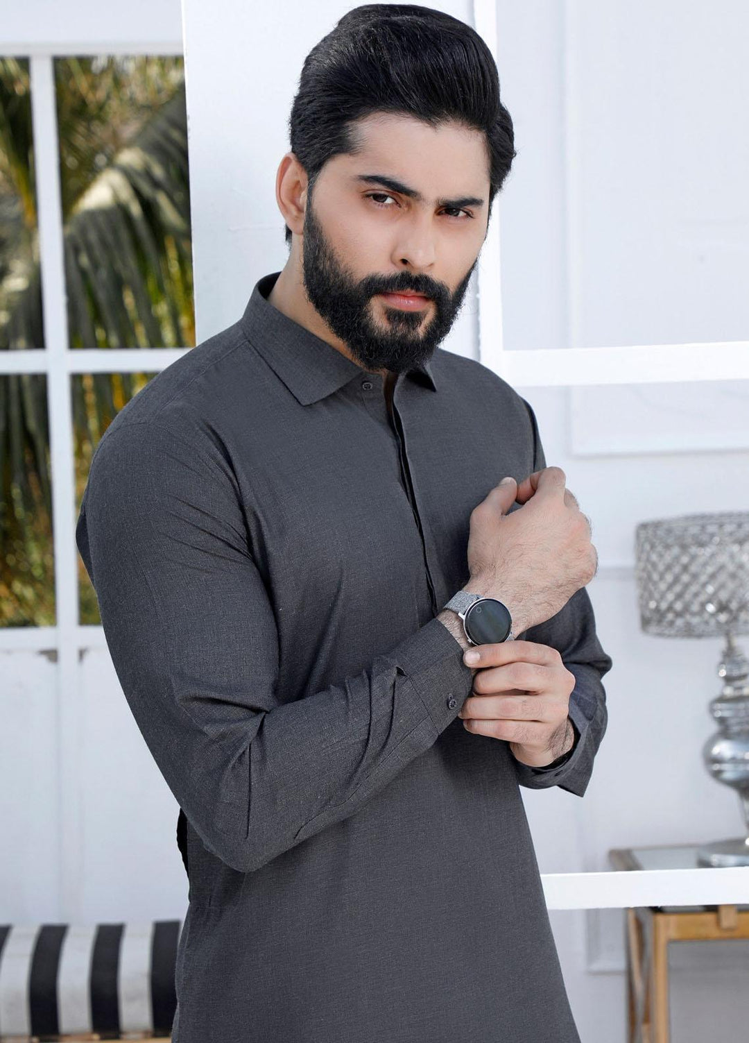 The Great Master (TGM) Wash N Wear Formal Shalwar Kameez for Men - TGM22MS-3 Malaysia Grey D-11