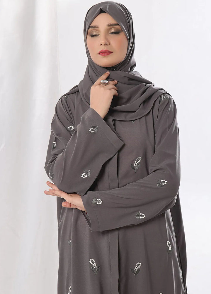 TGM Pret Chikankari Wool Peach Abaya Yasira