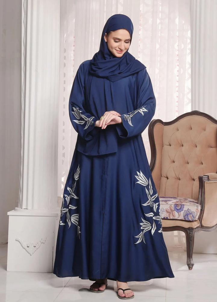TGM Pret Embroidered Nidha Abaya Blue Essence