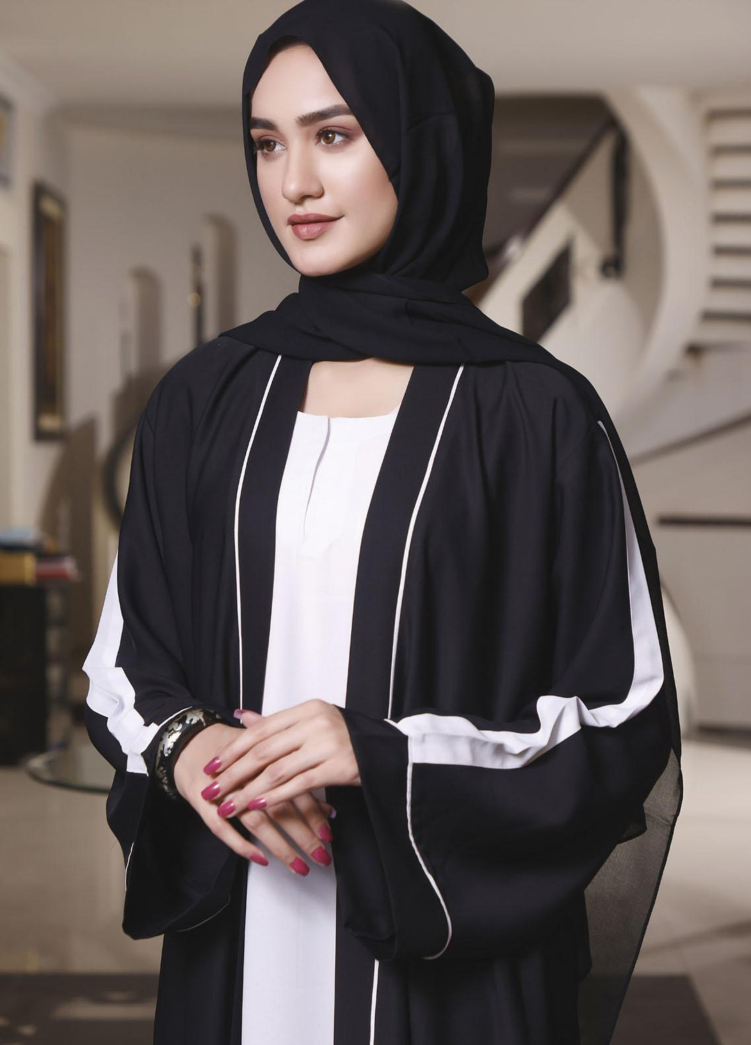 The Great Master (TGM)  Korean Nida Front Open Abaya TGM22MM Emaan