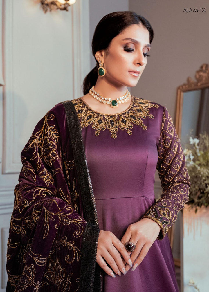 The Ayeza Edit by Asim Jofa Embroidered Velvet Suits Unstitched 3 Piece AJ22AM AJAM-06 - Winter Collection
