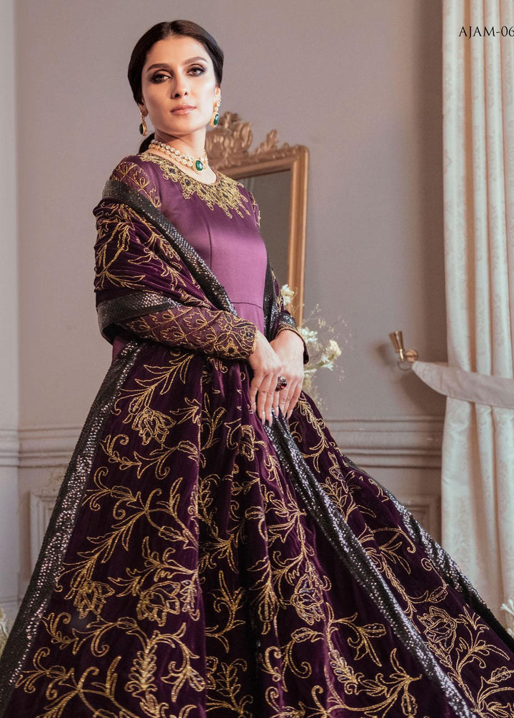The Ayeza Edit by Asim Jofa Embroidered Velvet Suits Unstitched 3 Piece AJ22AM AJAM-06 - Winter Collection
