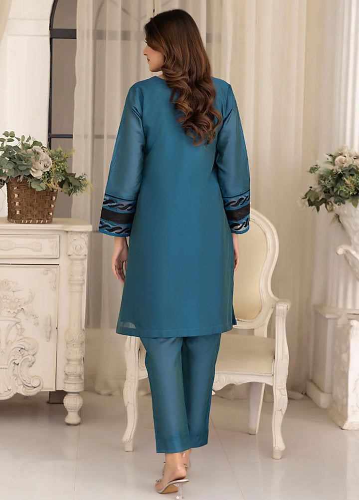 The Classic Fit by Cyanic Pret Embroidered Sheesha Silk 2 Piece Suit Saphoria