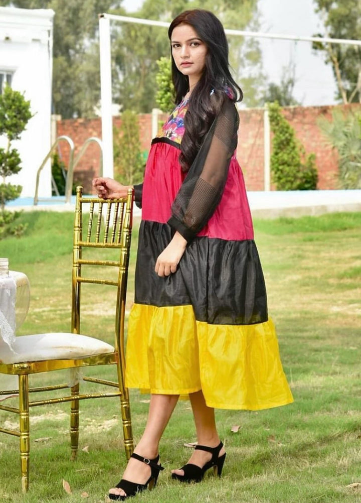 The Girl Store Pret Embroidered Raw Silk and Charmeuse Silk 1 Piece Bismuth Gown