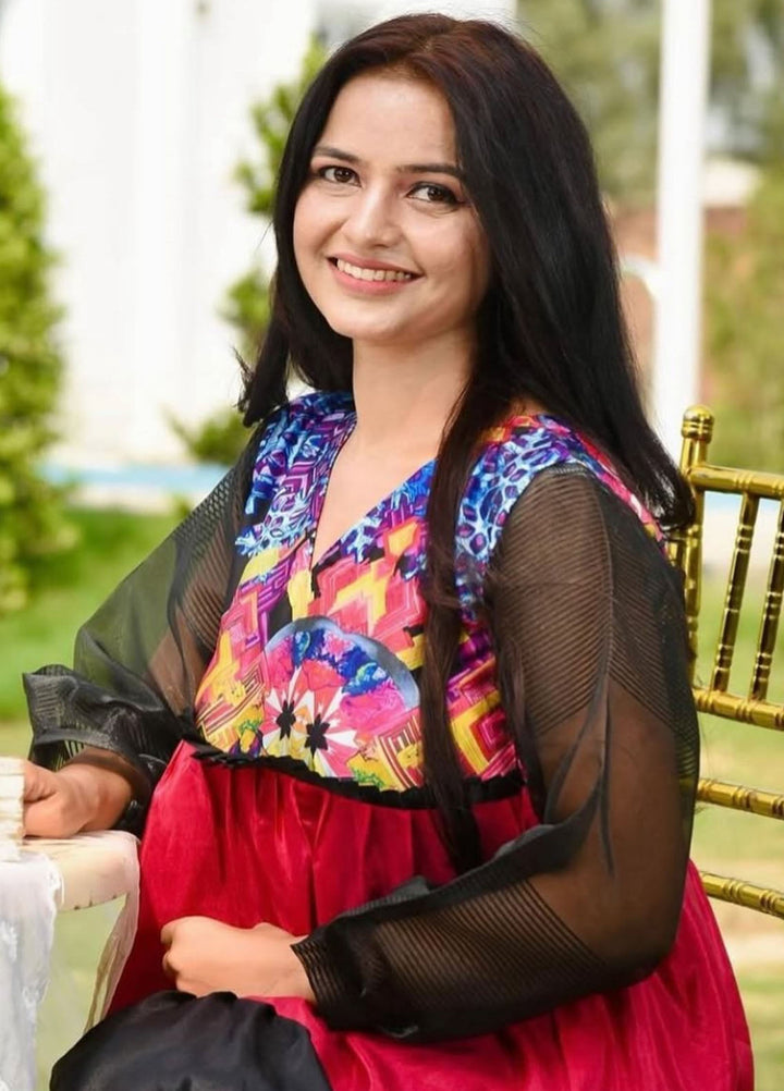 The Girl Store Pret Embroidered Raw Silk and Charmeuse Silk 1 Piece Bismuth Gown