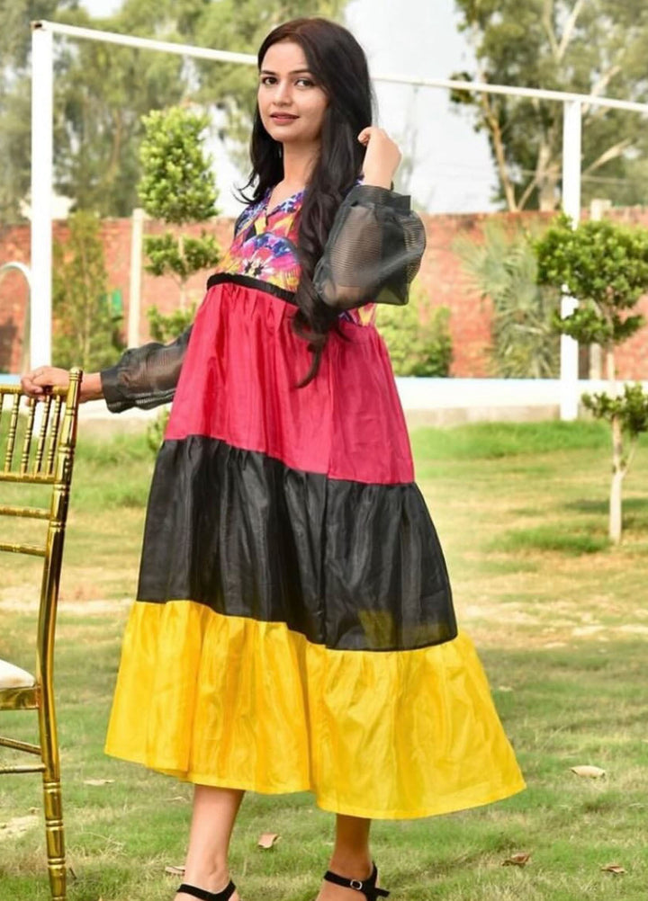 The Girl Store Pret Embroidered Raw Silk and Charmeuse Silk 1 Piece Bismuth Gown