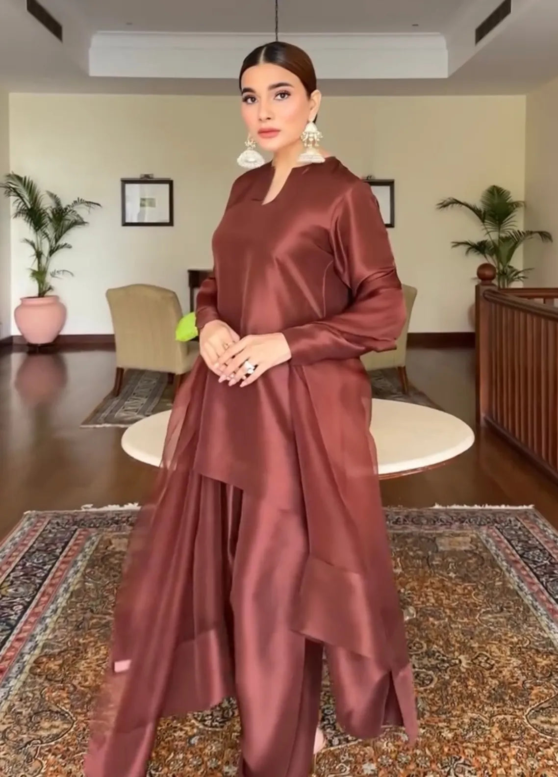 Grandeur Pret Embroidered Katan Silk 3 Piece Suit Celesta