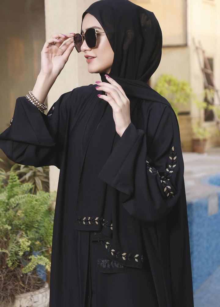 The Great Master (TGM) Front Open Nida Stitched Abaya TGM21A Muskaan e Bahaar