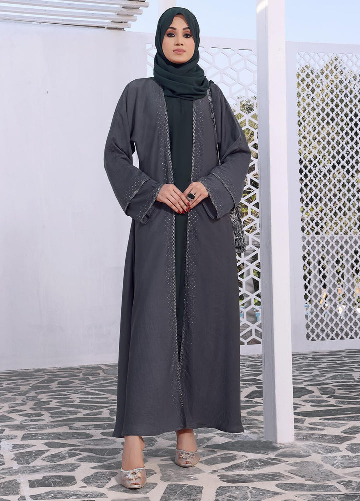 The Great Master (TGM)  Hareer Coat Style Abaya Diamond Grey
