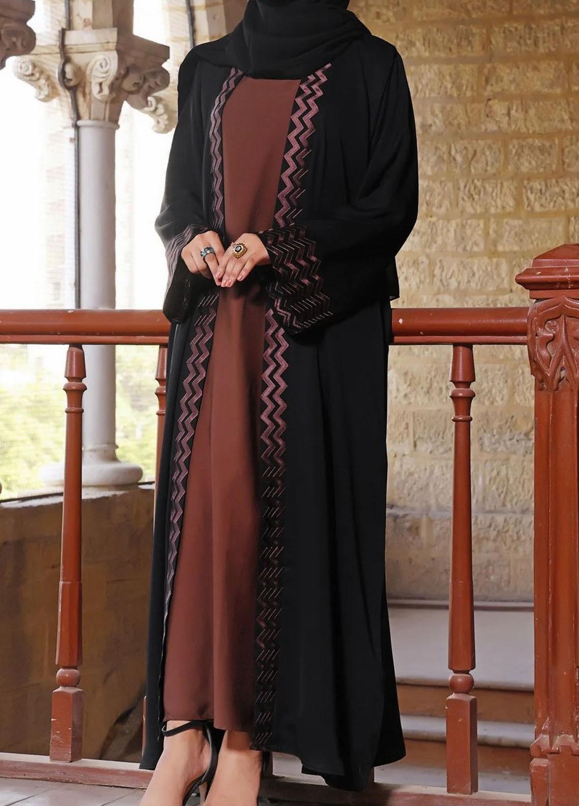 The Great Master (TGM) Front Open Nida Stitched Abaya TGM21A Khimar e Fauzia