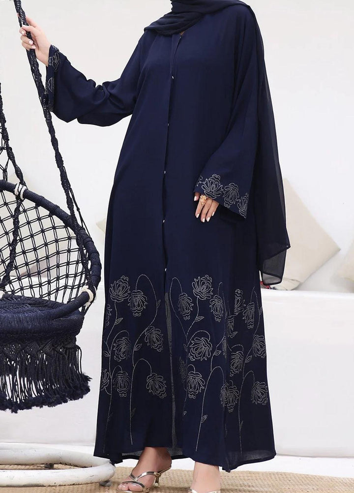 The Great Master (TGM)  Nida Front Open Style Abaya Regal Indigo