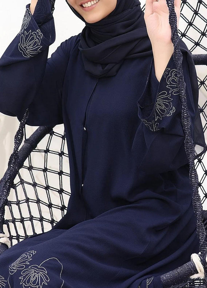 The Great Master (TGM)  Nida Front Open Style Abaya Regal Indigo