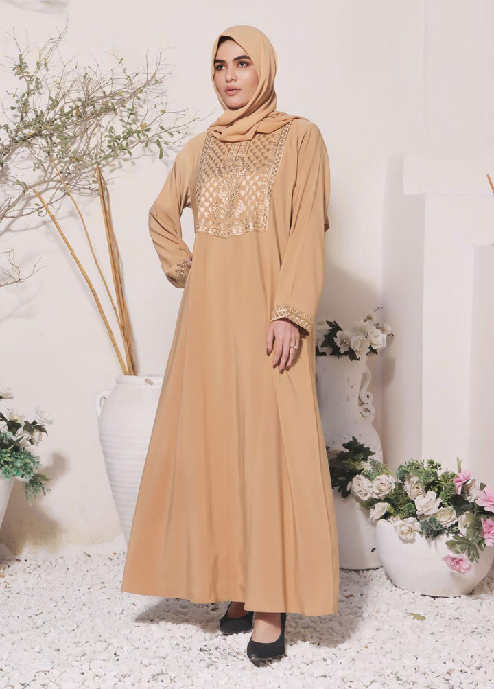 The Great Master (TGM)  Nida Front Open Style Abaya Biscuit Blush