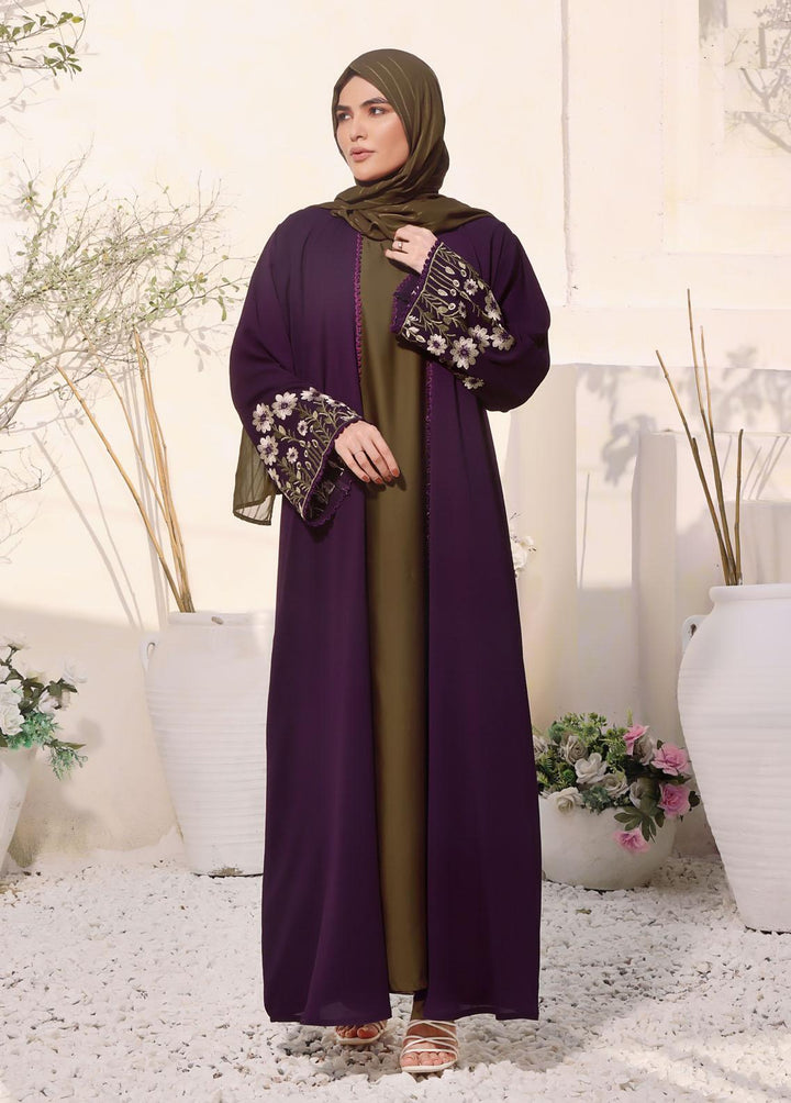 The Great Master (TGM)  Nida Front Open Style Abaya Orchid Sage