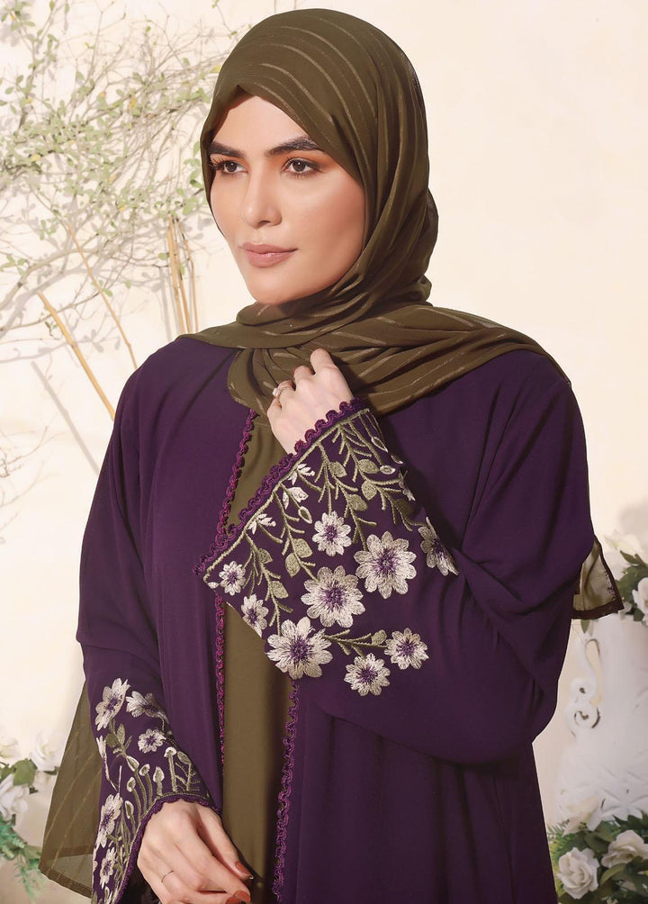 The Great Master (TGM)  Nida Front Open Style Abaya Orchid Sage