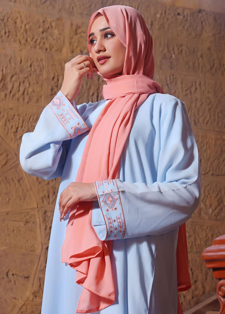 The Great Master (TGM)  Nida Front Open Style Abaya Sky Luxe