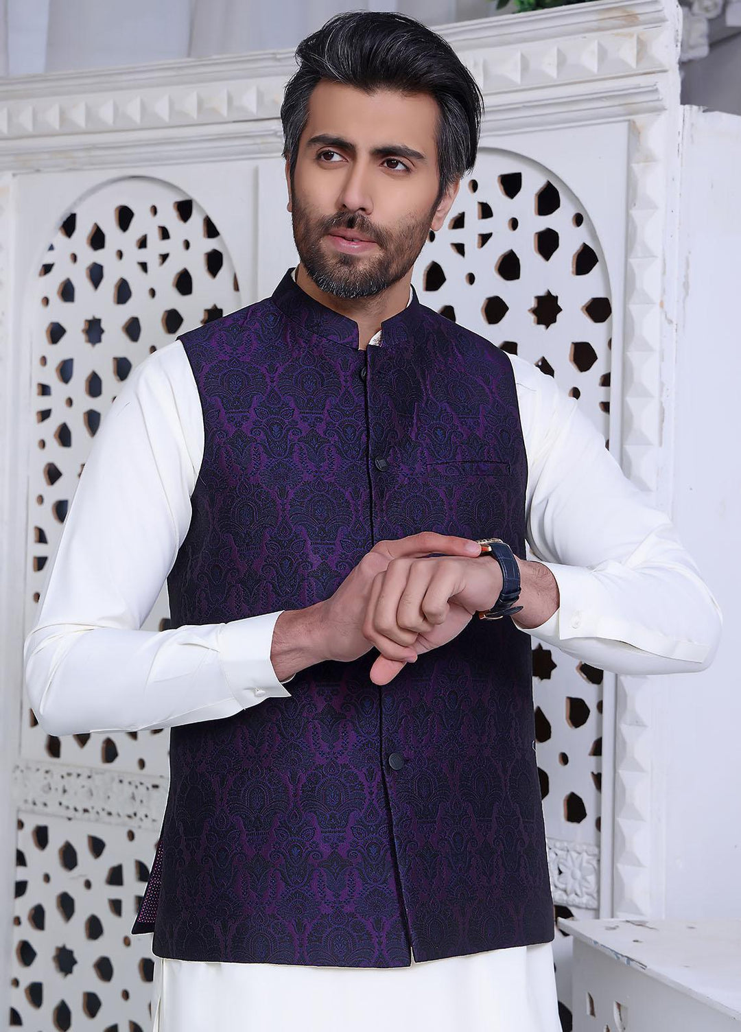 The Great Master (TGM) Atlas Festive Waistcoat for Men - Heather Purple