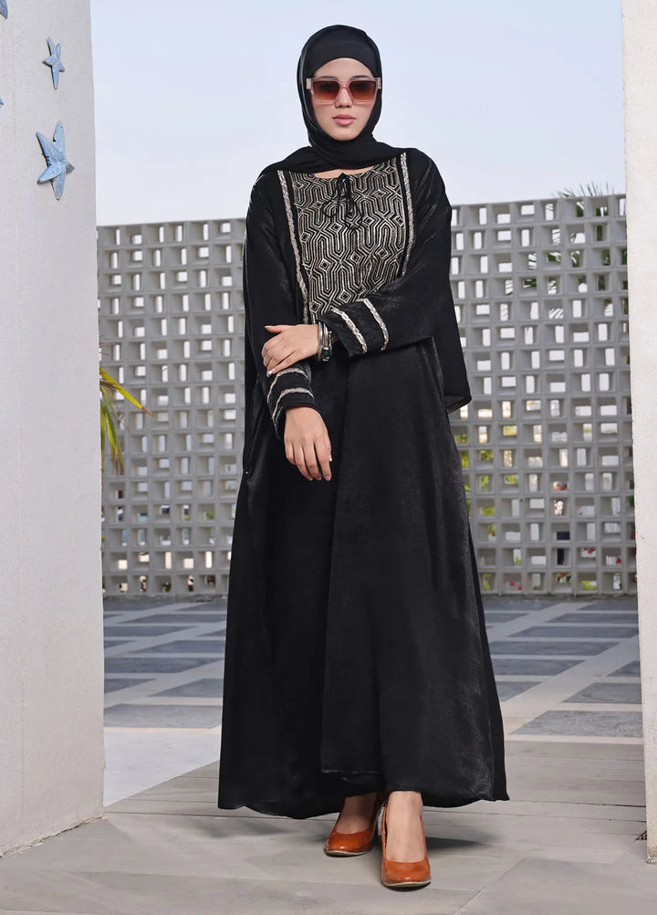 The Great Master (TGM)  Georgette Front Open Style Abaya Dur-e-Fishan