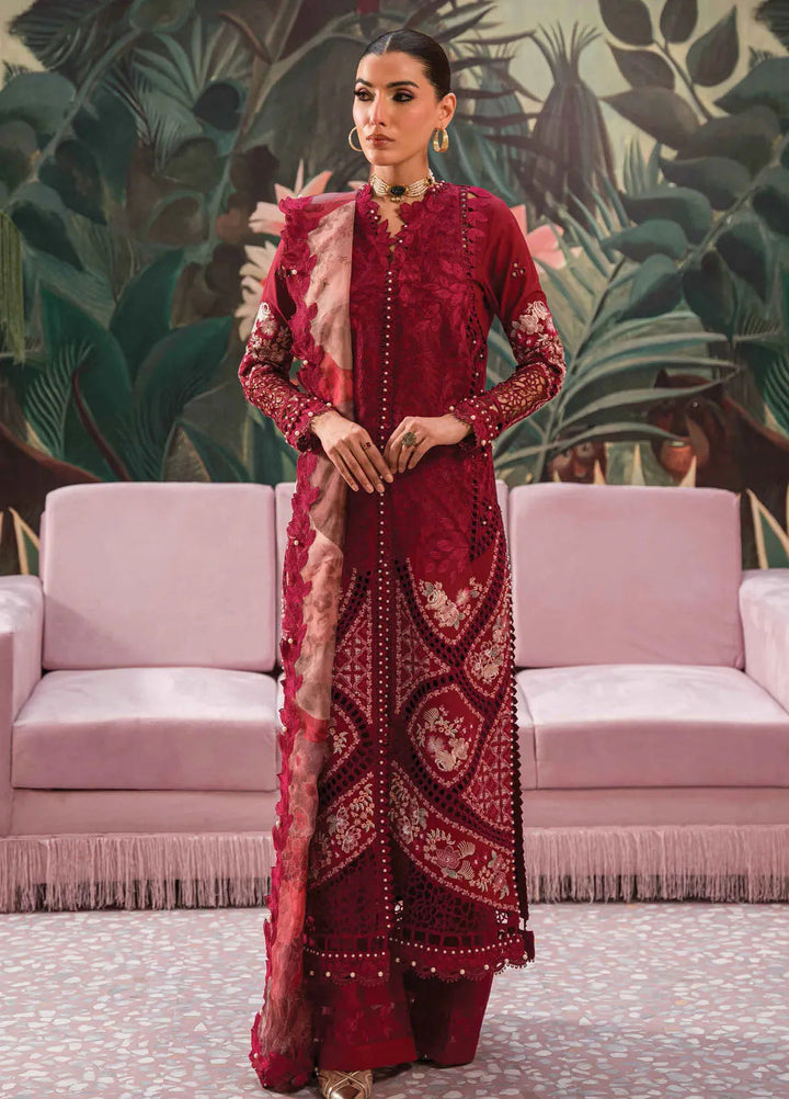 The Painted Garden by Afrozeh Embroidered Lawn Suit Unstitched 3 Piece AF24PG D-06 Dahlia Dusk - Summer Collection