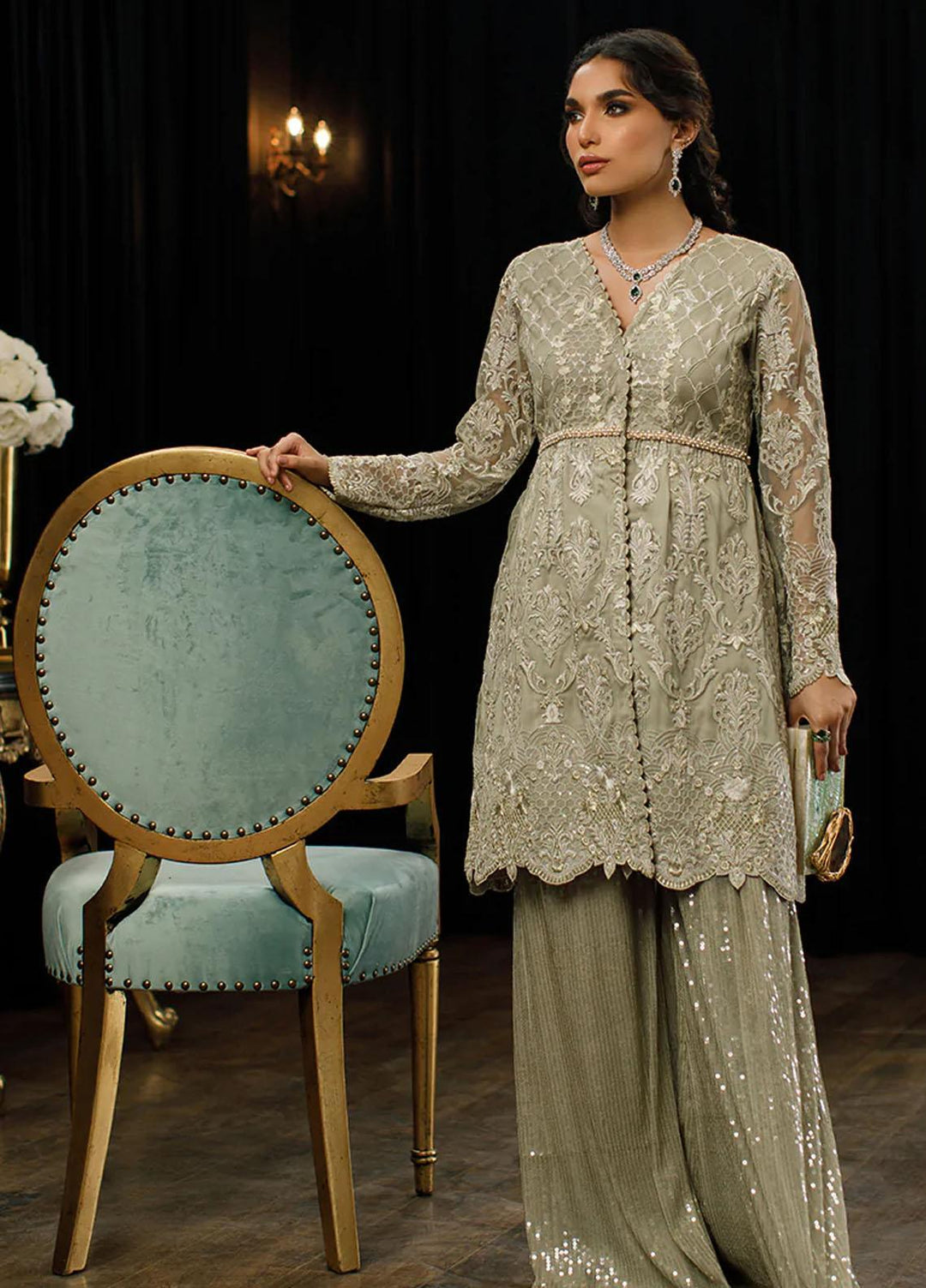 Threads & Motifs Pret Formal Net Peplum Dress 7754.3