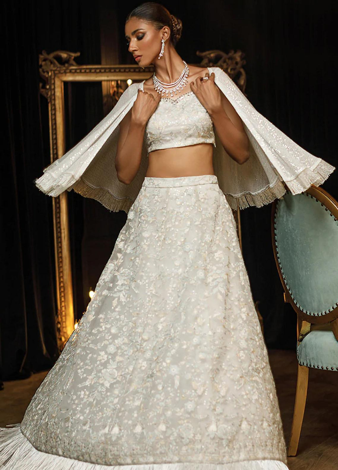 Threads & Motifs Pret Formal Net Lehenga and Blouse 7926.1