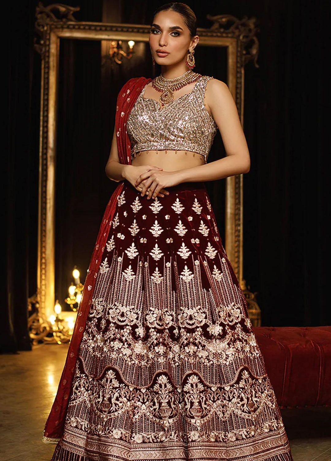 Threads & Motifs Pret Formal Velvet Lehenga and Blouse 8019