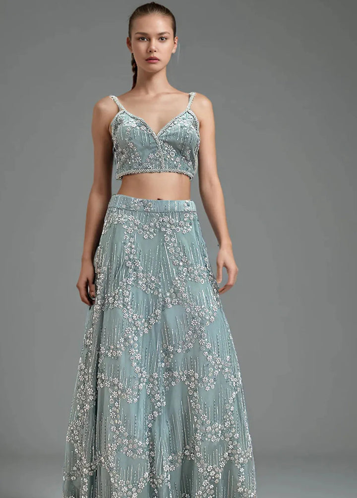 Threads And Motifz Pret Embroidered Net 2 Peice Suit 9305