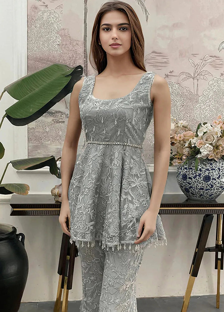 Threads And Motifz Pret Embroidered Net 3 Piece Suit 9045