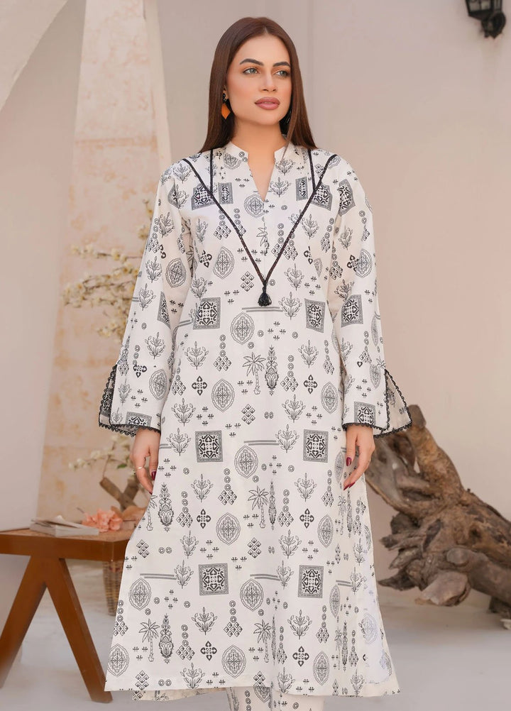Threads And Weaves Pret Printed Lawn 2 Piece Suit Classic White