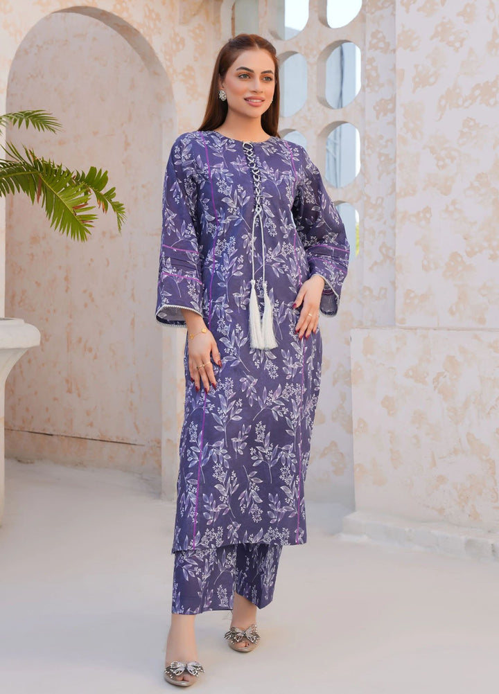 Threads And Weaves Pret Printed Lawn 2 Piece Suit Regal Purple Floral