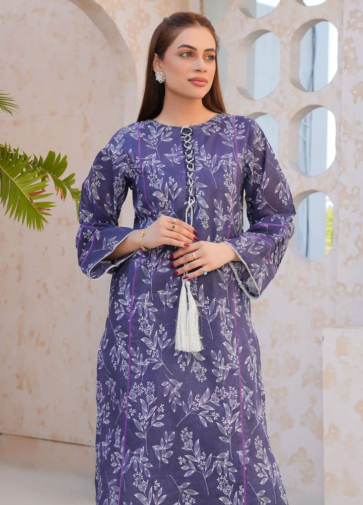 Threads And Weaves Pret Printed Lawn 2 Piece Suit Regal Purple Floral