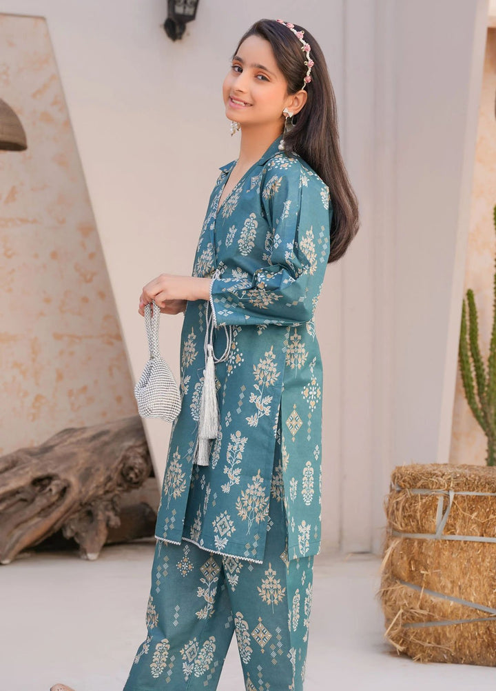 Threads And Weaves Pret Printed Lawn 2 Piece Suit Teal Elegance