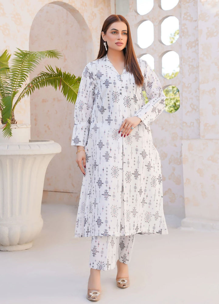 Threads And Weaves Pret Printed Lawn 2 Piece Suit White Elegance