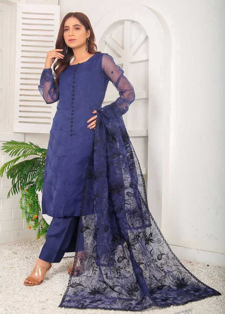 Top Notch Festive Pret  Organza 2 Piece Blue Sapphire