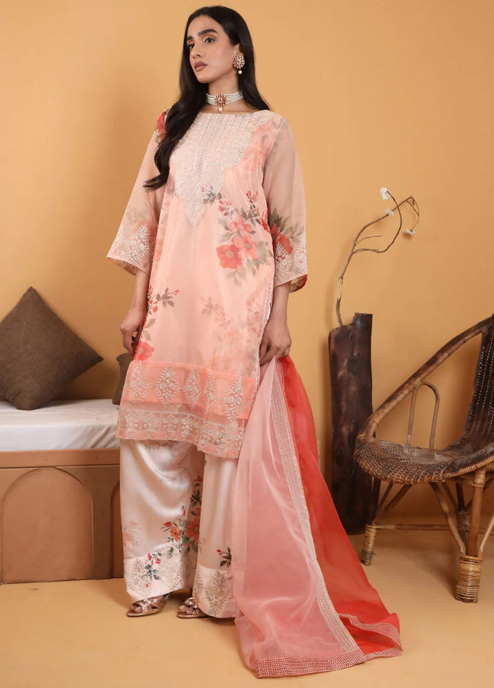 Topnotch Pret Embroidered Organza 4 Piece Suit Morganite