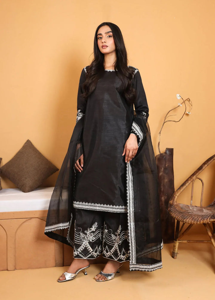 Topnotch Pret Embroidered Raw Silk 3 Piece Suit Moonstone